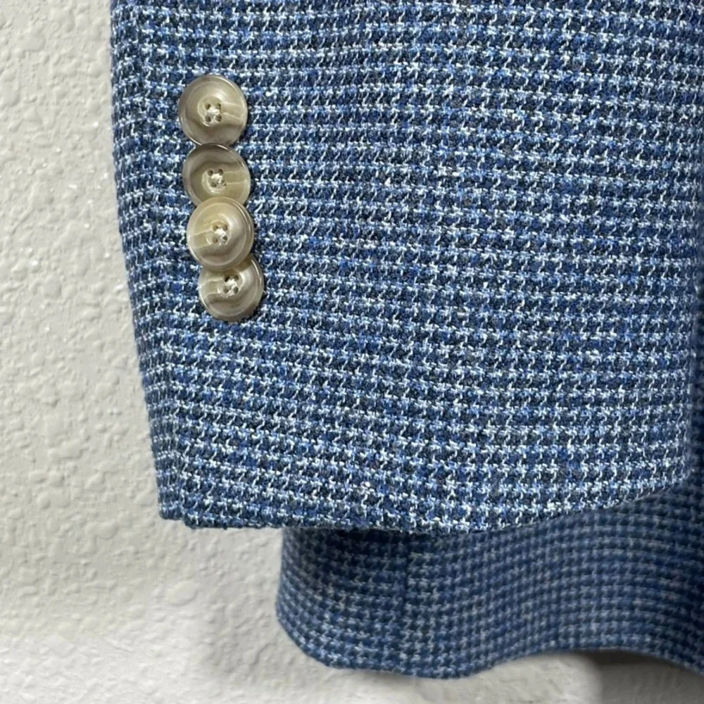 Jos. A. Bank 1905 Blazer Mens 43R Unstructured Blue Wool Silk Linen Tailored Fit